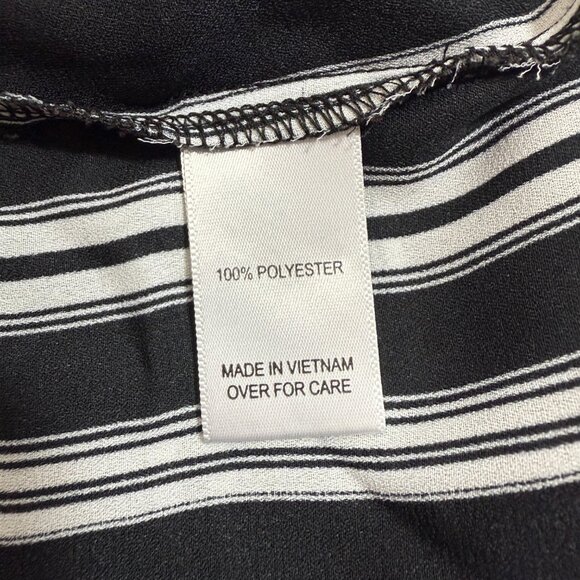 Fortune & Ivy Black White Striped Women's Blouse XXL-Plus Size - Picture 6 of 7